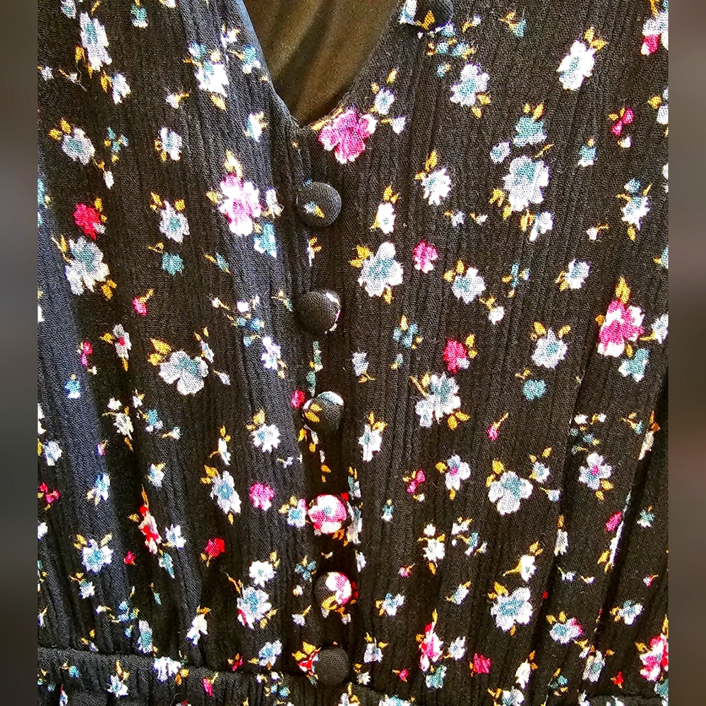 Torrid Black Floral Tiered Gauze Midi Dress - Picture 8 of 10